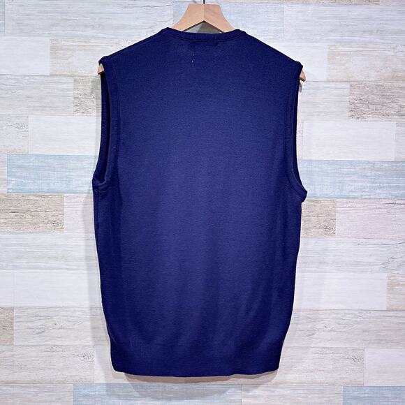 Pinnacle Vintage Orlon Acrylic Sweater Vest Navy Blue V Neck USA Mens Big 1X 1XB - Picture 3 of 6